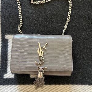 Saint Laurent Mini Tassel bag in Grey Lizard Leather